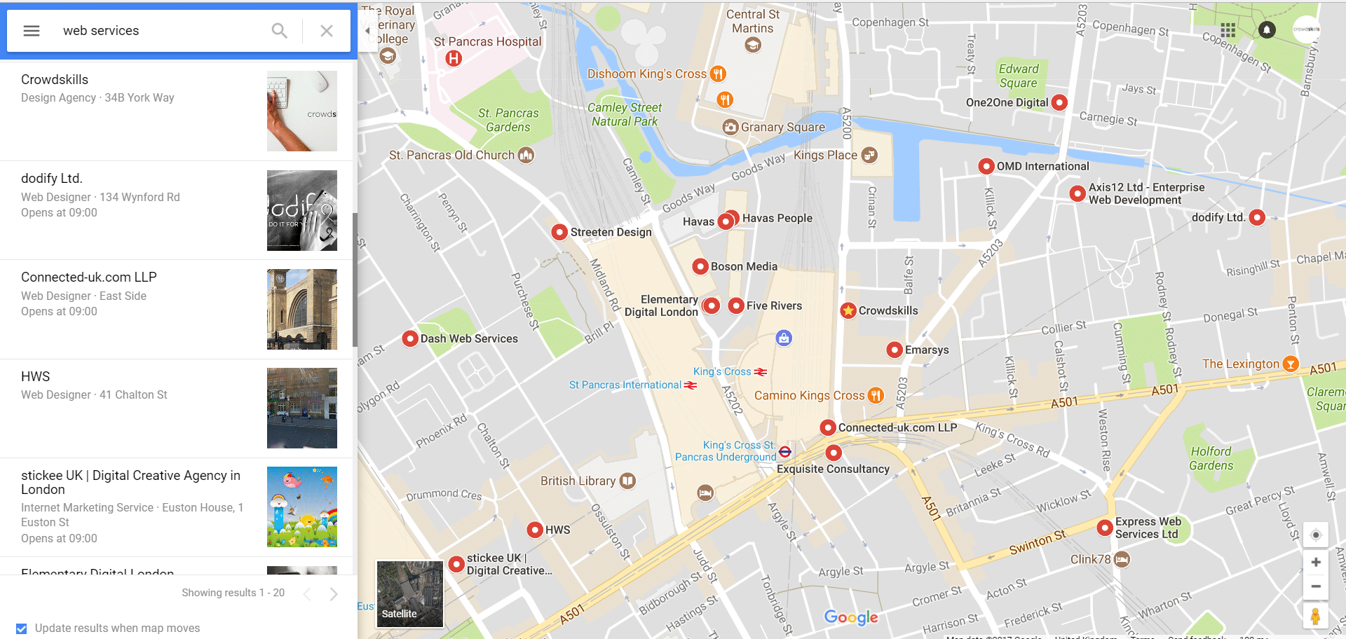 Google Map Listing